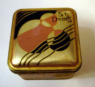 1920 - 30s French Art Deco St.  Denis Ladies Talc Powder Box Tin -