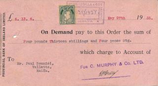 Ireland 1935,  Scarce Bill Of Exchange With Revenue,  See.  B245