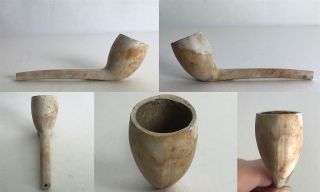 Antique Clay Tobacco Pipe - Bowl,  Foot,  Fair Amount Of Stem