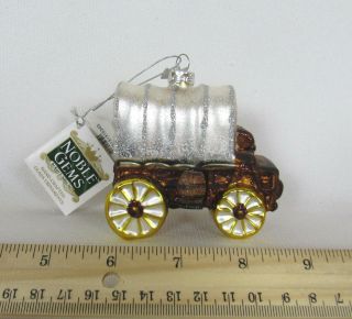 Kurt Adler Noble Gems Covered Wagon Glass Christmas Tree Ornament With Tags