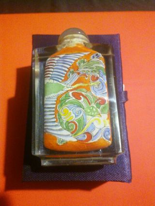 Vintage Oriental Asian Inverse Painted Perfume Bottle Multicolor