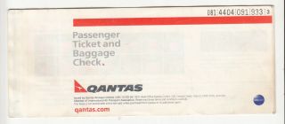 Australia Qantas Airways To Bankok Passenger Ticket And Baggage Check