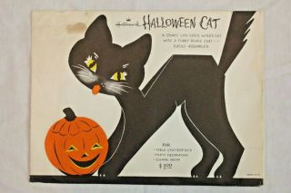 Vintage 1950s Hallmark Halloween Paper Die Cut Out Black Cat Pumpkin Decoration