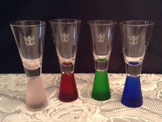 Vintage Royal Caribbean Cruise Lines Shot Glasses |set Of 4 Multi Color