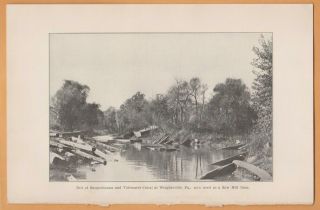 1899 Rr Book Photo Of Tidewater Canal At Wrightsville Pennsylvania Saw Mill Dam