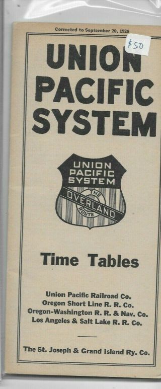 1926 Union Pacific System The Overland Route Ptt