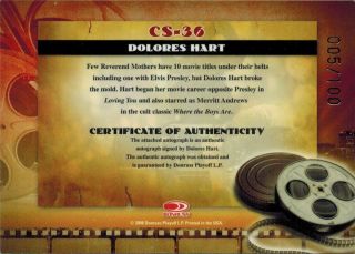 Americana 2008: Cinema Star Directors Cut Card of Dolores Hart CS - 36,  005/100 2