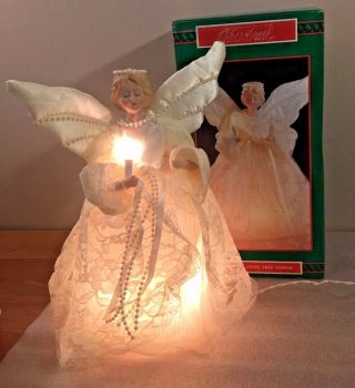 Pearled Lighted Angel Tree Topper By Christmas Around The World W/box 12 " H