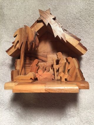 Vintage Style Olive Wood Nativity Set Hand Carved Christmas Gift from Bethlehem 2