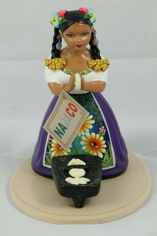 Lupita Tortilla Maker Ceramic Doll/figurine Najaco Mexican Folk Art Deco Plum 1