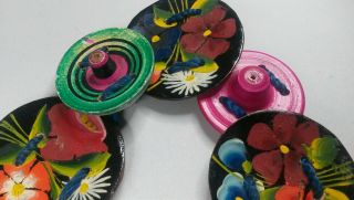 Vintage Mexican Hand Painted Wood With Flowers And Sombreros