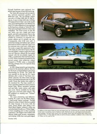 1979 1980 1981 1982 1983 1984 1985 1986 Mercury Capri 12 Pg Color Article