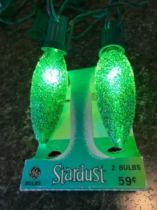 Ge Stardust Vintage Christmas Tree Light Bulb C7 Green Kitsch Xmas 60s Mid Mod