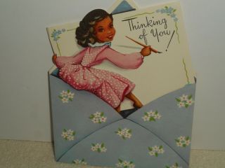 Vintage Thinking Of You Greeting Card Black Americana Colortone Originals Inc.