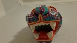 Jaguar Head Oaxaca wood carved mask by Pepe Santiago 2