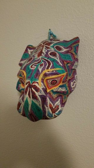Jaguar Head Oaxaca wood carved mask by Pepe Santiago 4