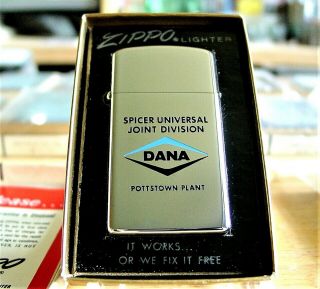 Vintage 1976 Zippo Slim Unlit Nos Ad Lighter Dana W/original Box & N.  M.