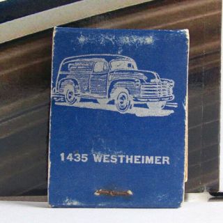 Rare Vintage Matchbook T1 Houston Texas 1435 Westheimer Peerless Laundry Car