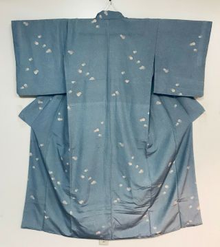 Vintage Blue Color Kimono Decorated With Fans 687