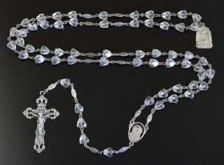 Vintage Rock Crystal Rosary On Sterling Silver Nr