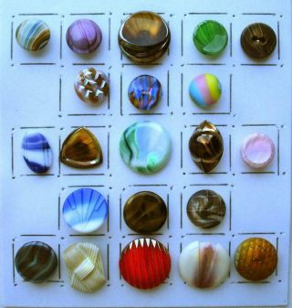 21 Antique & Vintage Striped Glass Buttons