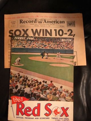 1967 Red Sox Official Program September 1 - Article Sox Win 10 - 2