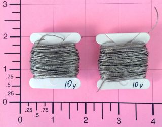 French Antique 1930s SILVER PLATED 4 - Ply Twist Metal THREAD.  20 yds.  Embroidery 4