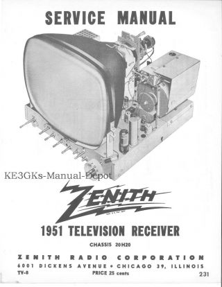 Zenith Television Receivers Service Manuals Volume 1 CDROM PDF TV Repair 5