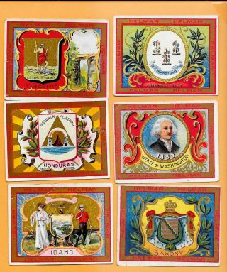 1910 Helmar Turkish Cigarettes Tobacco Cards - " Seals & Coats Of Arms " - 6 Cards