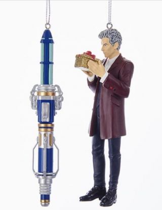 Doctor Who 12th Doctor & Sonic Screwdriver Ornament Set (set Of 2)