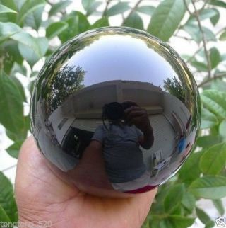 80MM,  stand Natural Black Obsidian Sphere Large Crystal Ball Healing Stone 1 2