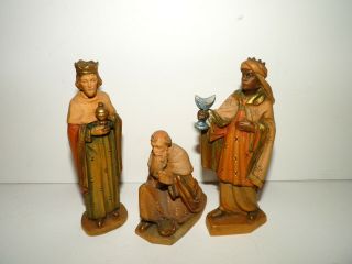Vintage Goldscheider Hand Carved Wood 3 Wise Men Kings For Nativity Italy