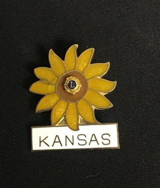 Vintage State Of Kansas Sunflower Enamel Souvenir Pin