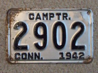 Rare Type Camp Trailer 1942 Connecticut License Plate Man Cave Dads Garage 2