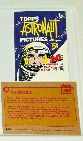 2018 Topps Wrapper Art Card 39 Astronauts 1963 80th Anniversary Print Run 249