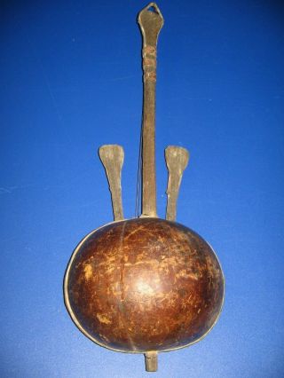 Antique African Kora Stringed Instrument,  Skin Covered 5 String Harp Guitar 6