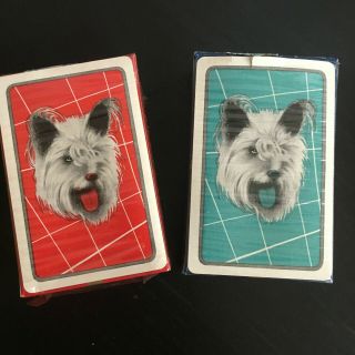 Vintage 2 Decks Dogs Playing Cards Westies Kenilworth Tax Stamp
