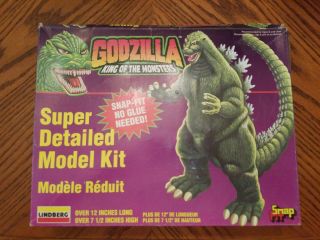 Vintage 1995 Lindberg Godzilla King Of The Monsters Snap Fit Toy Model Kit