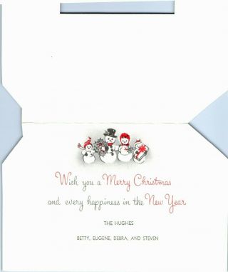 Ranch Home House Family Car Station Wagon Santa VTG Christmas Greeting Card 2