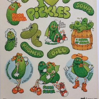 Vtg 17 PICKLE Scented Scratch & Sniff Stickers Sheet Mark 1 Chicago ILL USA 1983 3