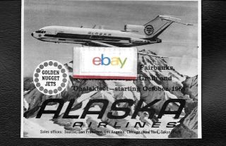 Alaska Airlines 1966 Golden Nugget Boeing 727 - 100 Seattle/fairbanks/nome Ad