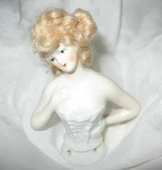Vintage 3 " Japan,  French Or German Porcelain / Bisque Pin Cushion Half Doll