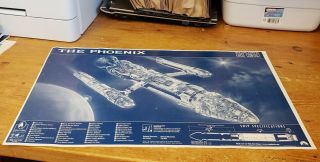 1996 Star Trek First Contact Phoenix Ship Specifications 11 " X 17 " Poster