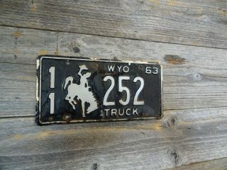 1963 Wyoming License Plate In Found Rustic Look Or Restore
