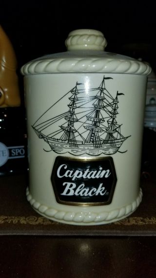 1980s Large Captain Black Pipe Tobacco Jar Advertising