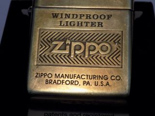 Zippo - Solid Brass " Windproof Lighter " Deep Engraved - Stunning Patina - Rare