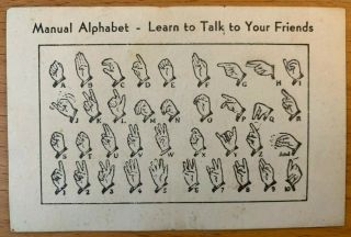 Deaf Mute Educational System 1958 Asl American Sign Language Charity Trade Card