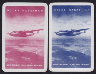 2 Single Vintage Swap/playing Cards Miles Aircraft Ltd Miles Marathon Air Planes