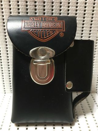 Harley - Davidson Motorcycles Cigarettes & Lighter Leather Case Hd Leather Clasp