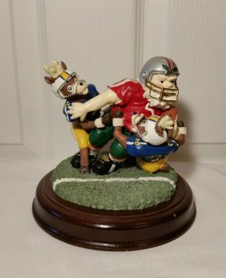 Santa And Reindeer Football Figurine Michigan And Ohio State Football